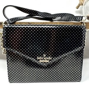 Kate Spade New York Black Gold Polka Dot Small Crossbody Bag Gold Hardware